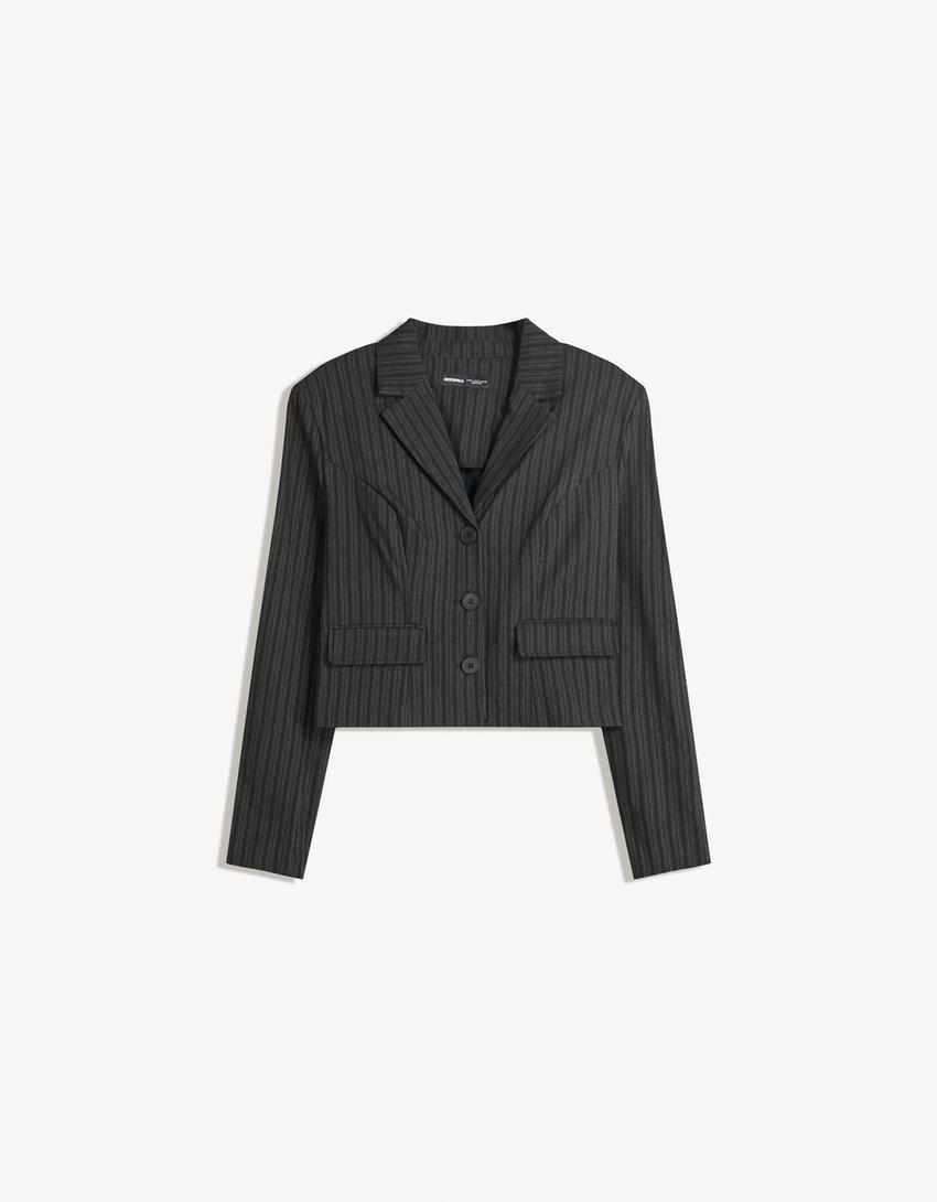 Tailored blazer-Grey-3