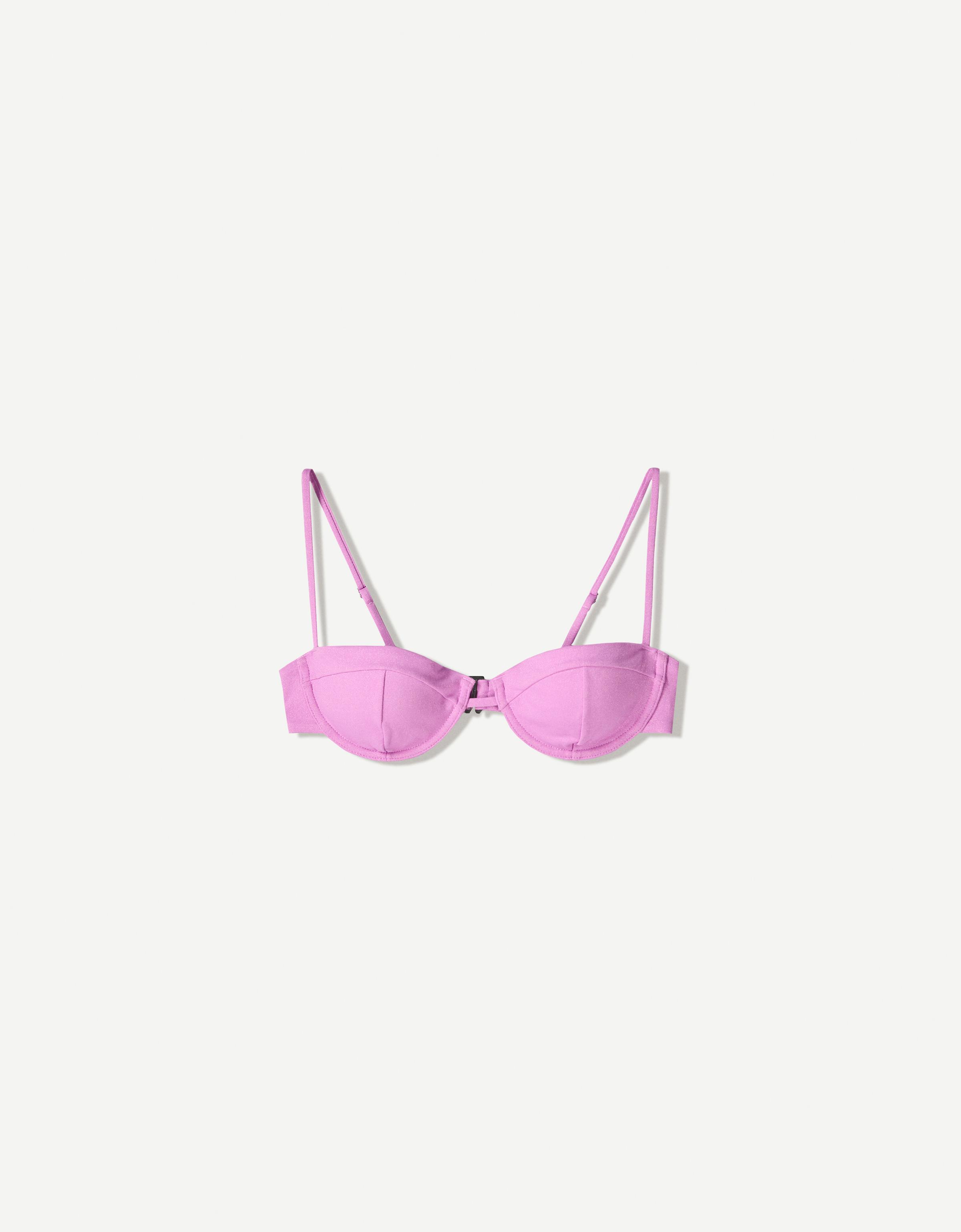 Bershka Bikinioberteil Mit Glanz-Cups Damen L Violett