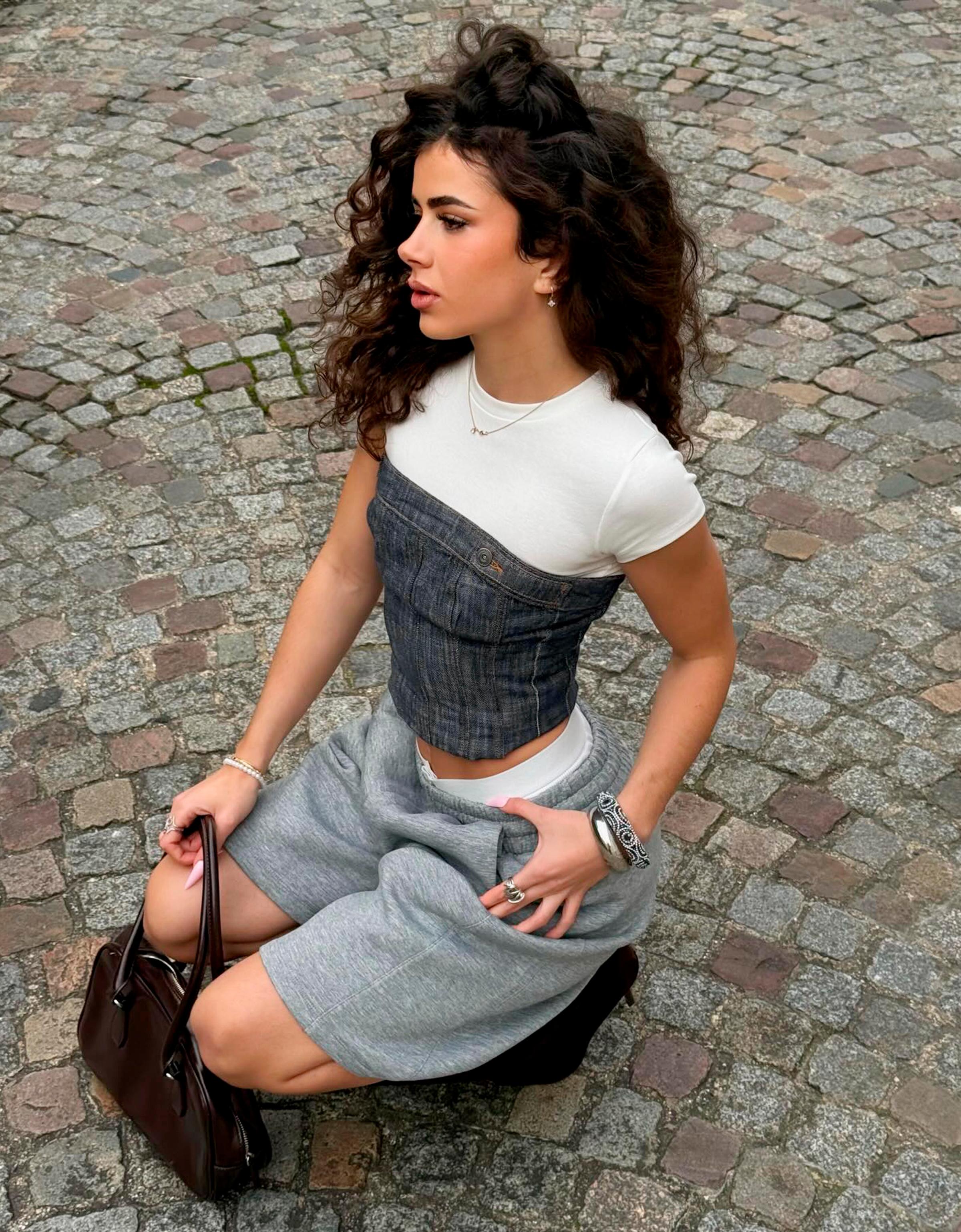 Dokulu denim top - Görsel 33