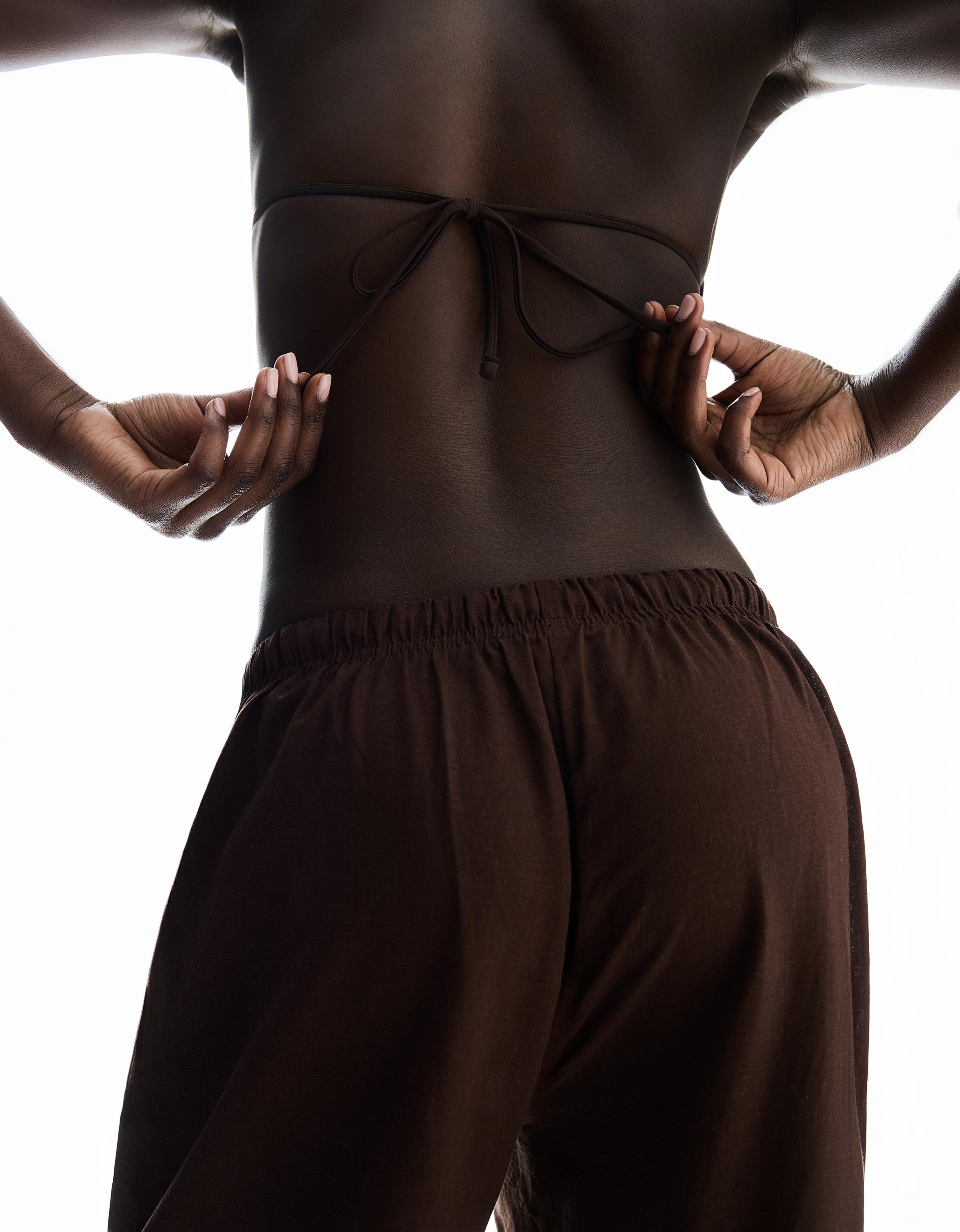 Bershka Leinenhose Mit Gummibund Damen L Braun