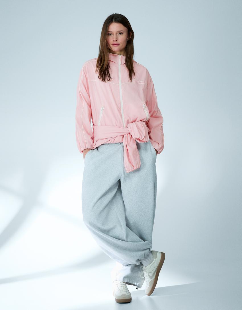 Technical hooded jacket-Pink