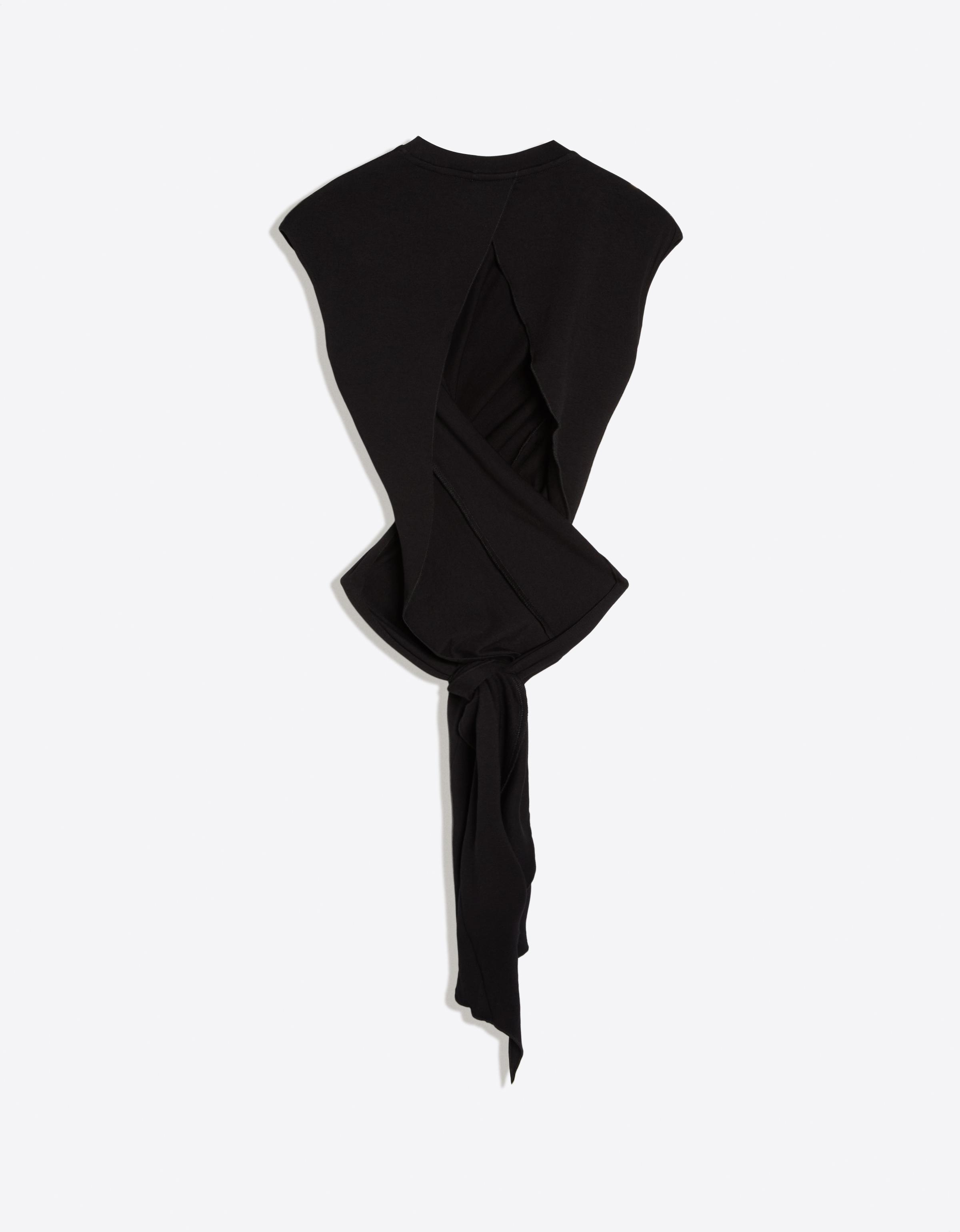 Round neck top with back knot — Black