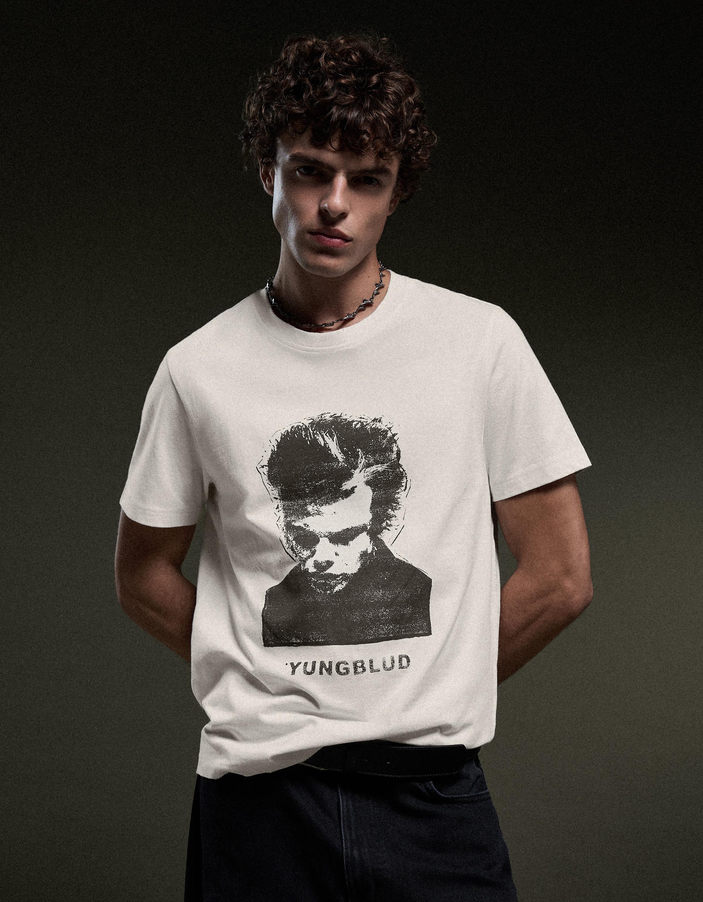 Short sleeve YUNGBLUD print T-shirt — Cream