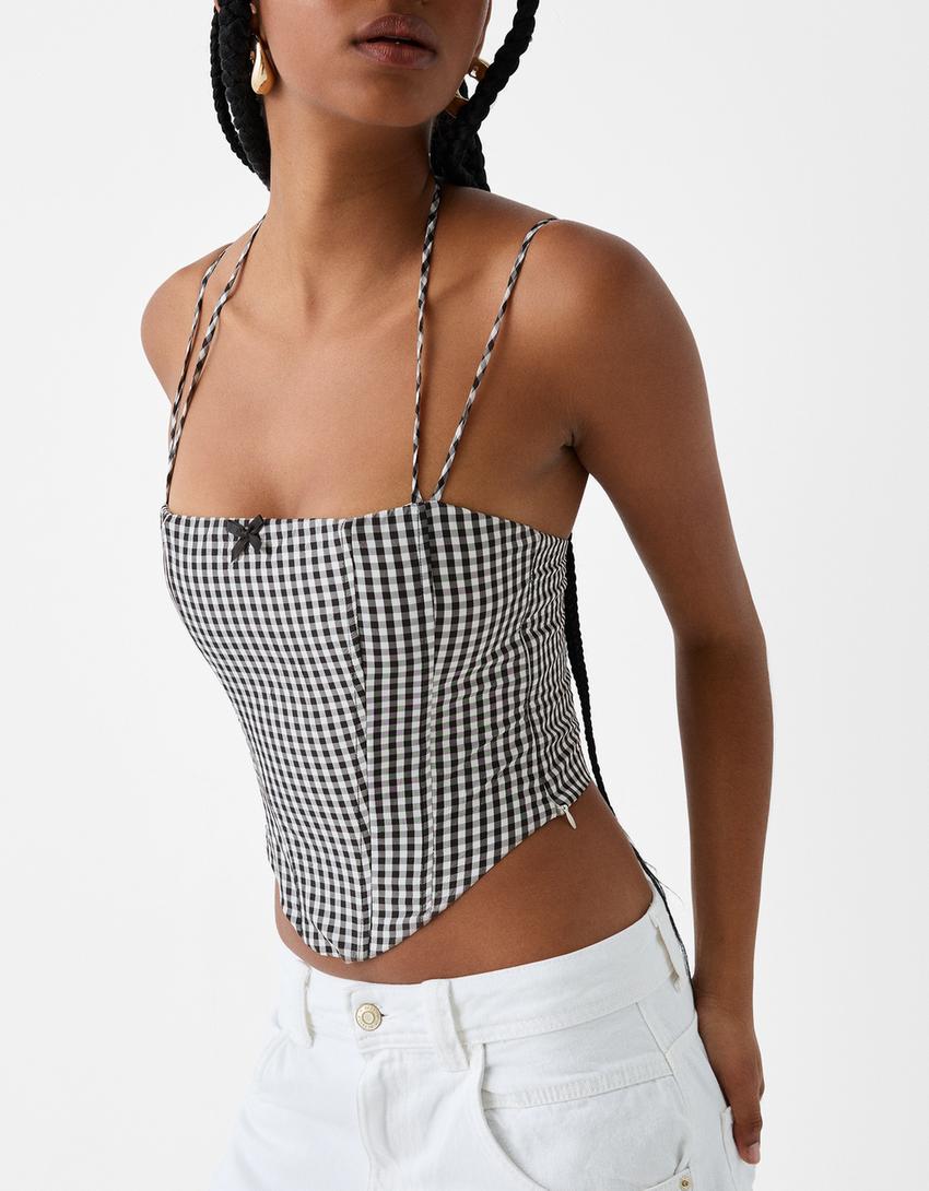 توب كورسيه بمربعات فيشي-أبيض-5