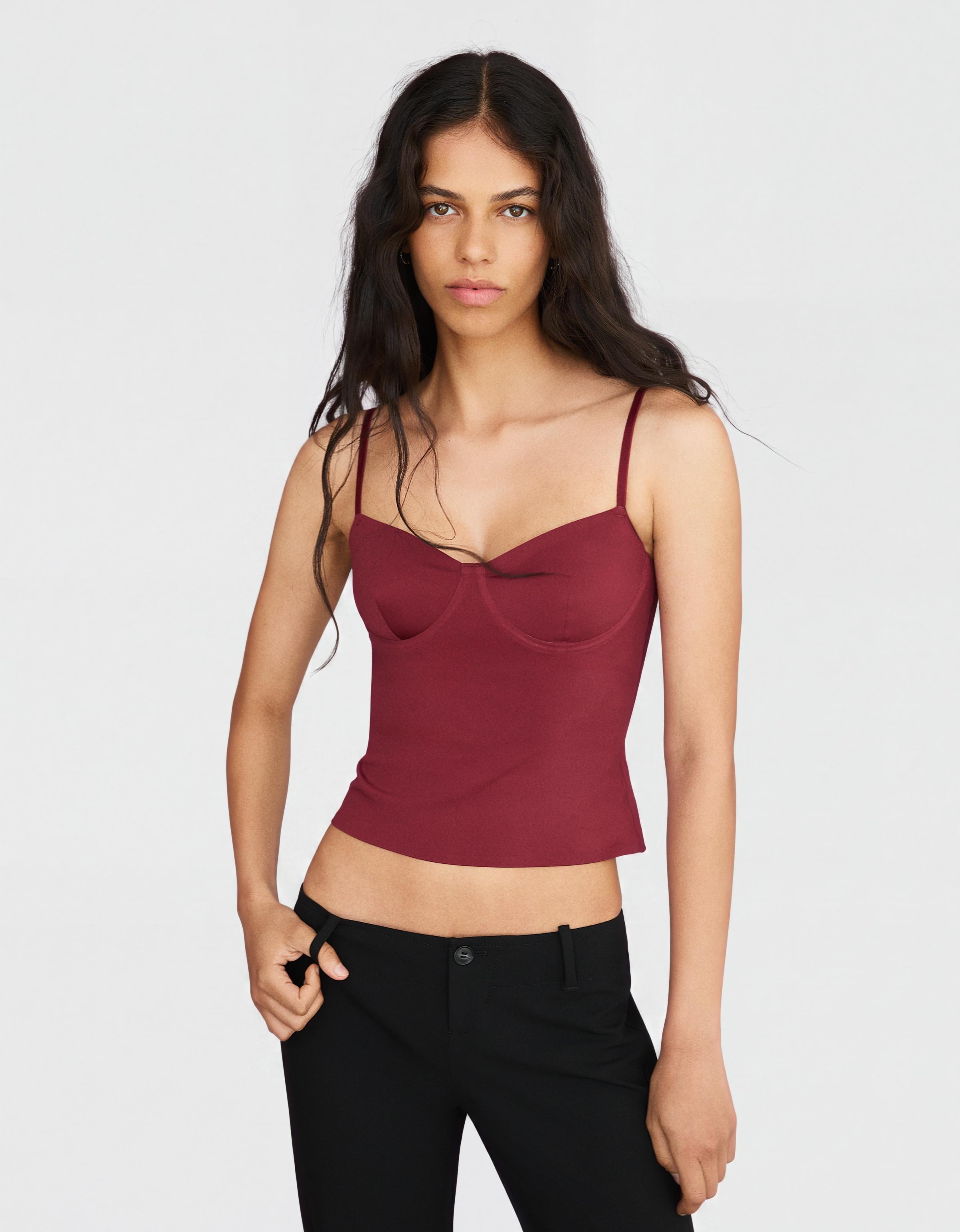 Sweetheart neckline camisole top — Red
