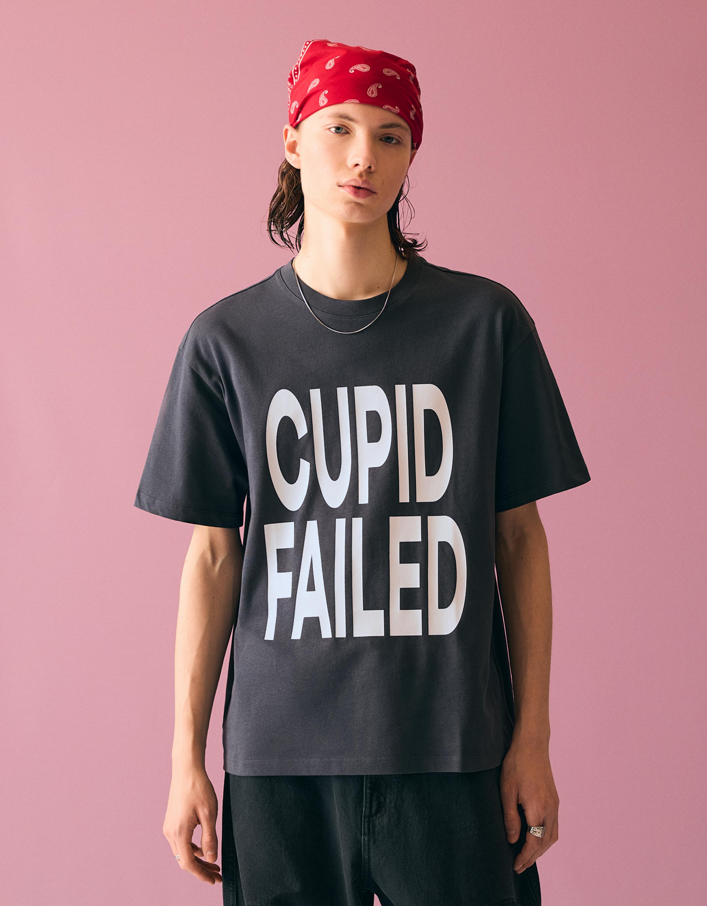 Bershka T-Shirt Mit Kurzen Ärmeln Und Print Herren S Dunkelgrau