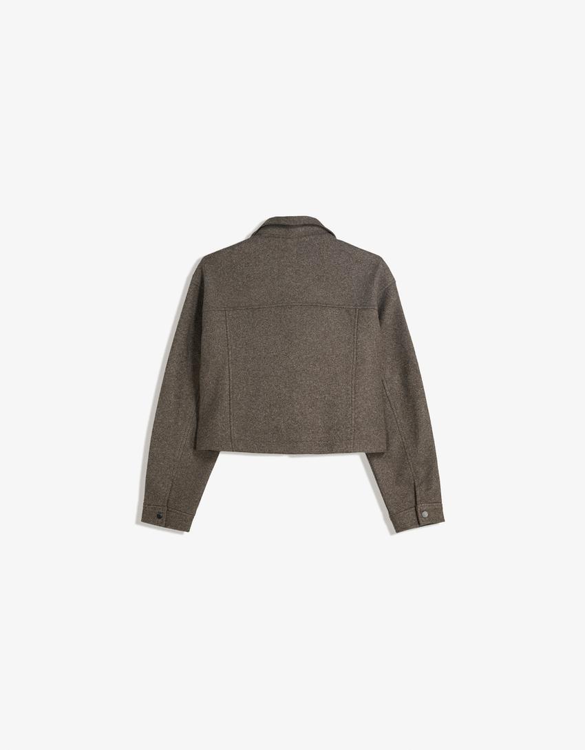 Soft felt texture jacket-Brown