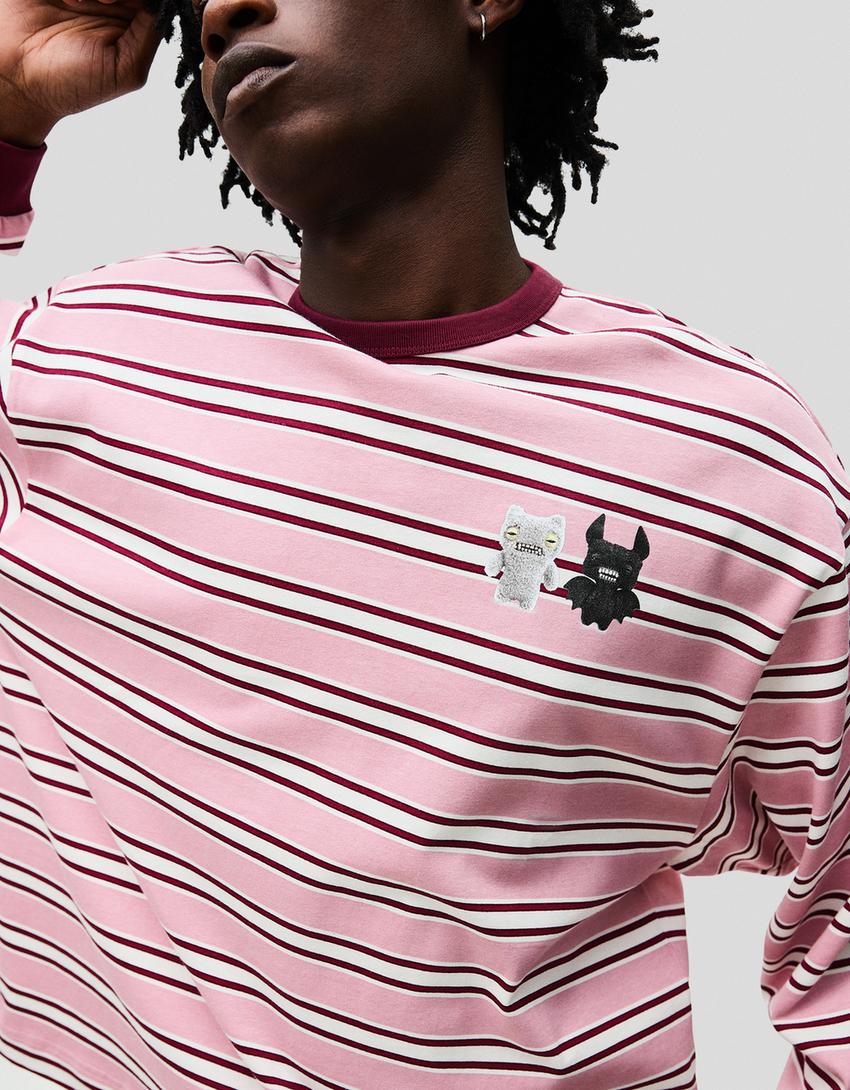 T-shirt Fugglers manga comprida estampado-Rosa