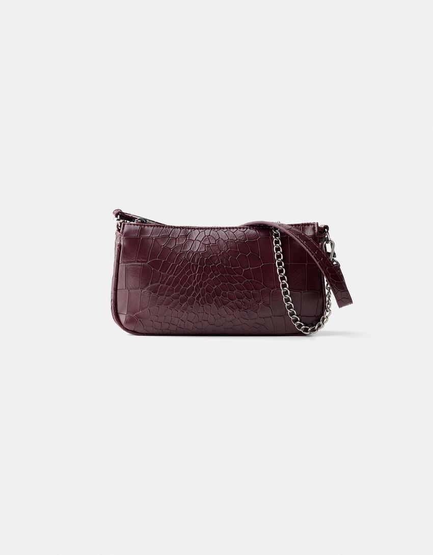 Geantă mini imitație de piele-Bordo