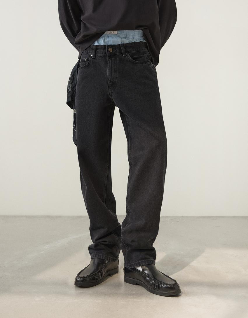 Jeans straight-Negro