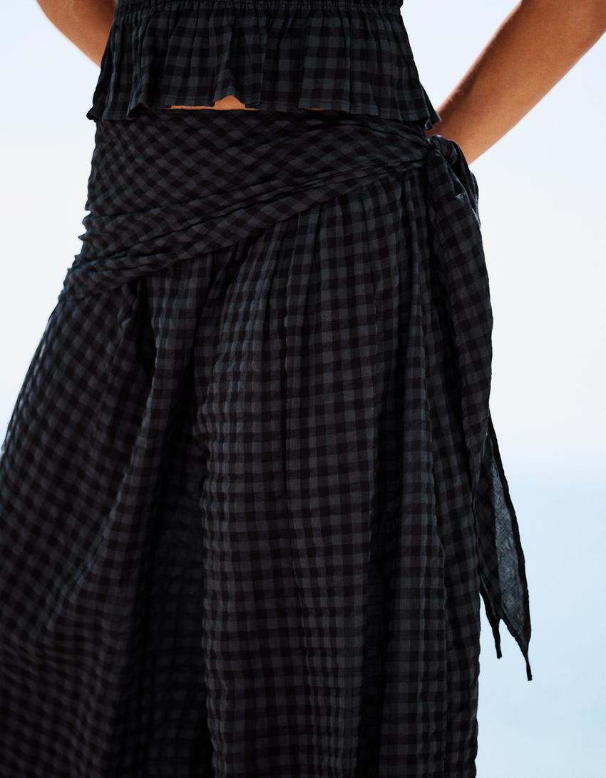 Pantalon bouffant avec foulard-Marine