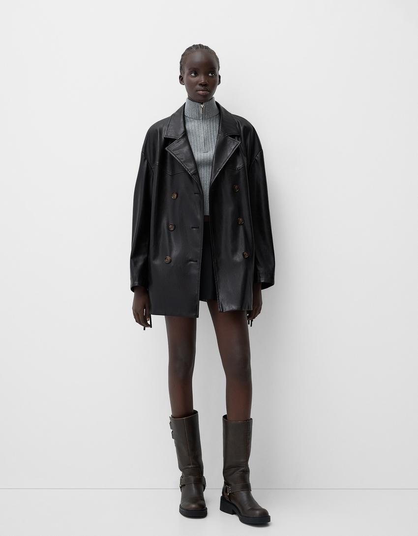 Chaqueta Negra Bershka Chaquetas Polipiel Mujer Bershka Chaqueta