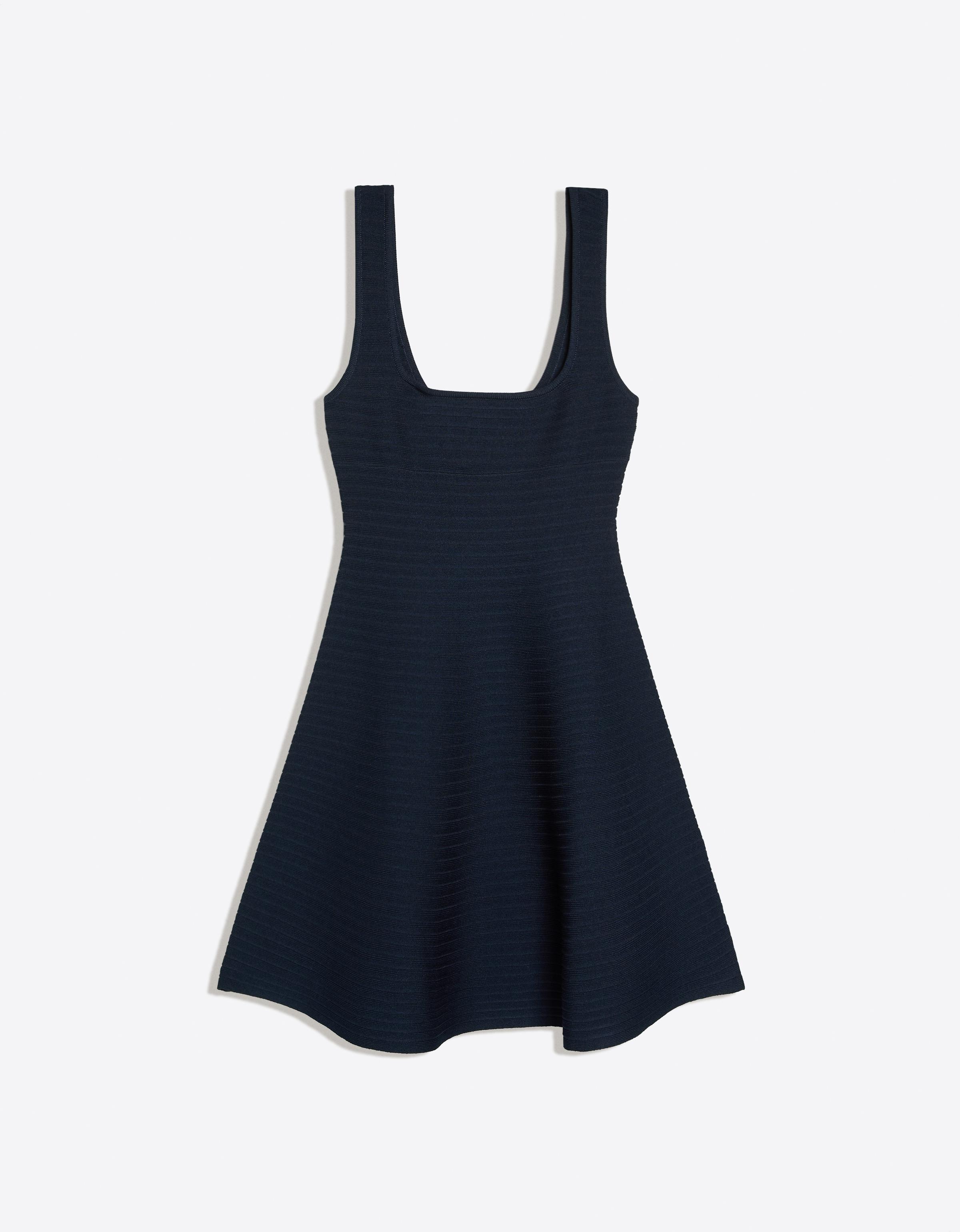 Knitted mini dress with flared skirt — Navy