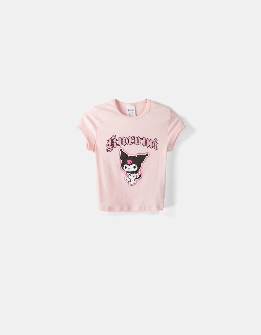 تيشرت بطبعة كورامي وأكمام قصيرة-زهري-4