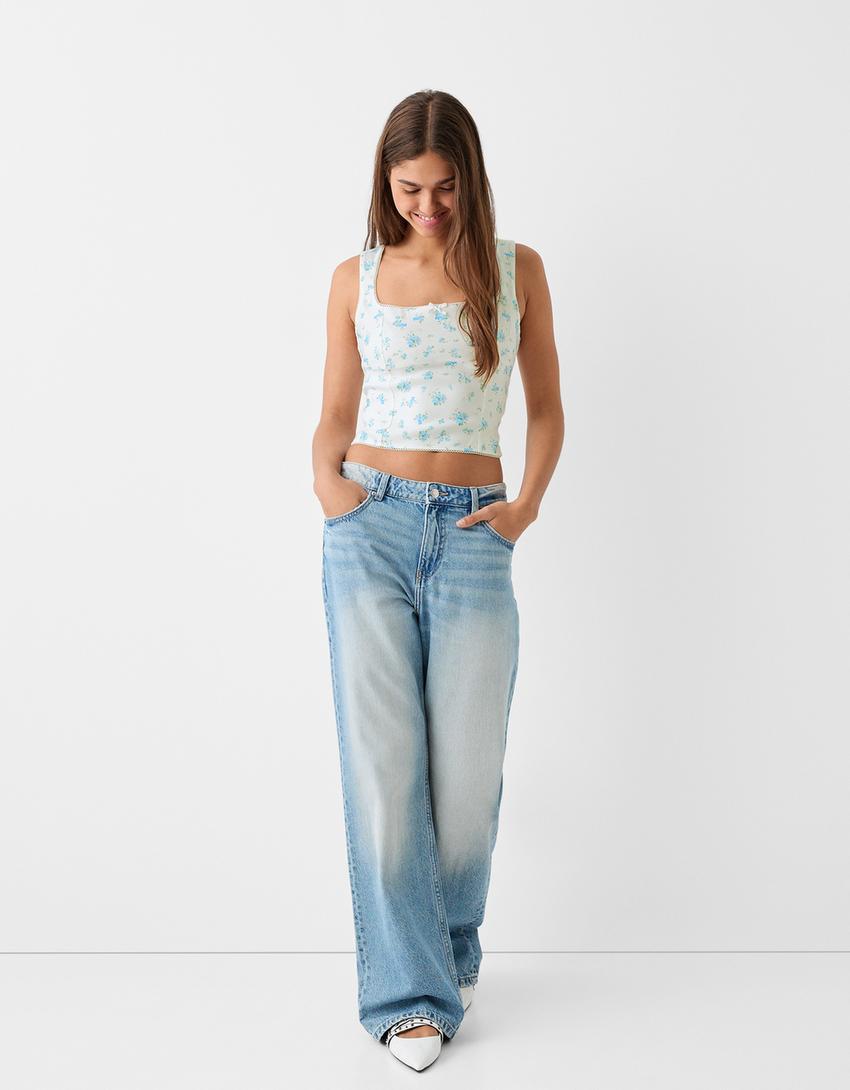 Top bengalina pormenor laço-Multicolor-3