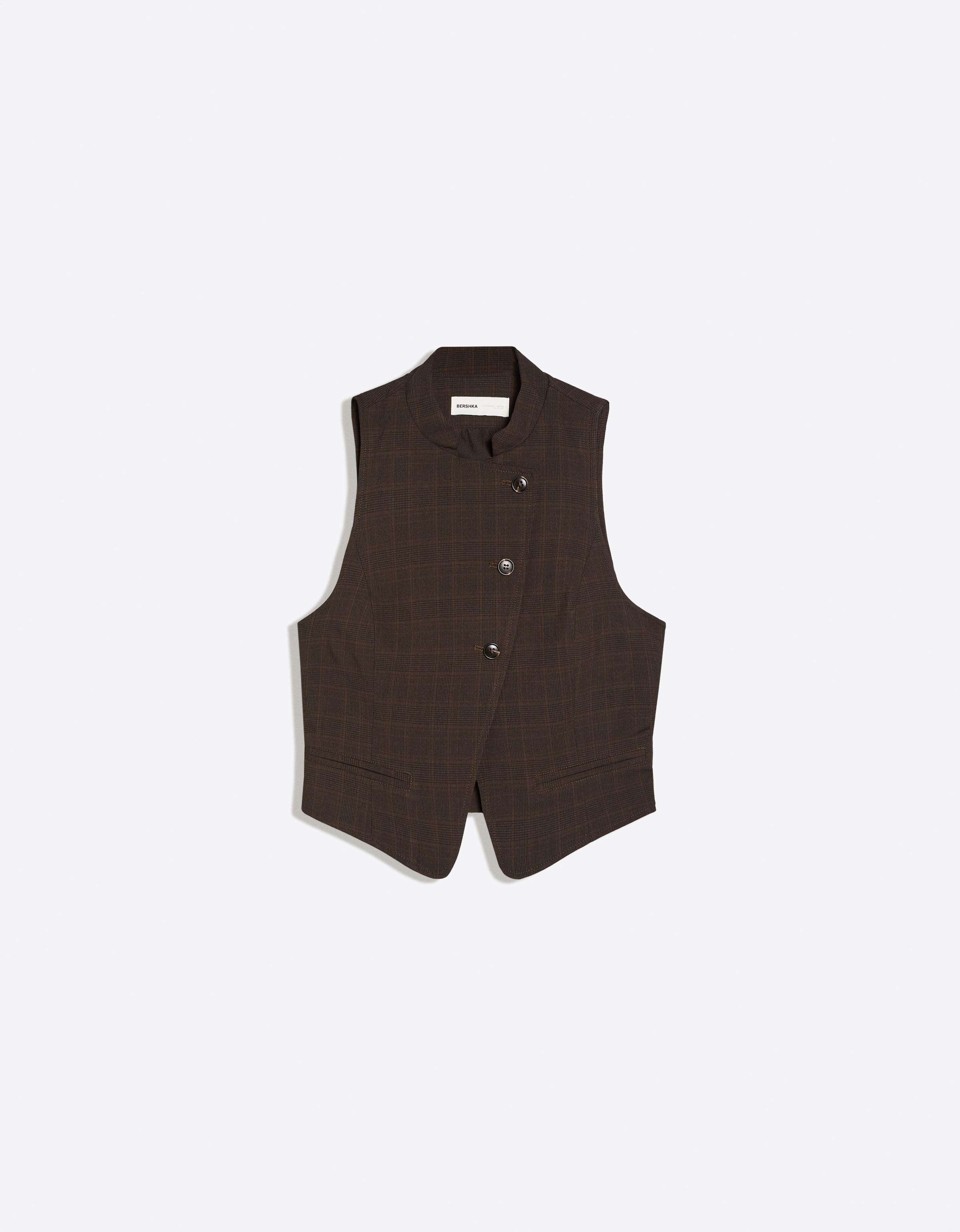 Buttoned crossover vest — Brown