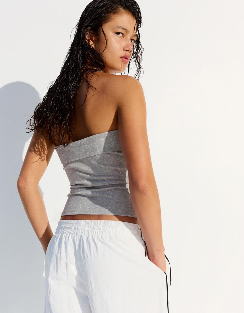 Glitter bandeau top-Grey