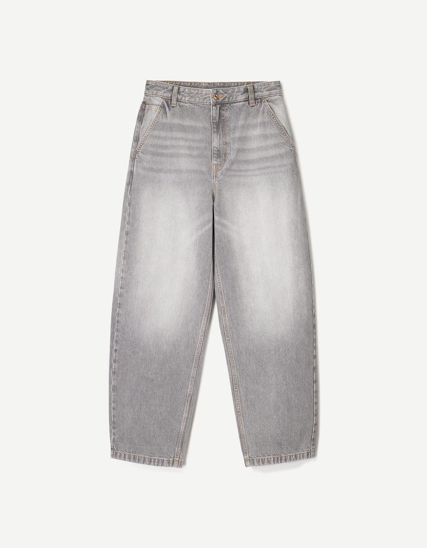 Jeans skater fit efecto lavado-Gris