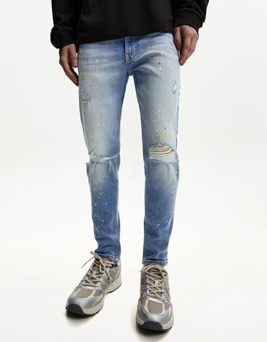 Super Skinny Jeans mit Rissen-Ausgewaschenes Blau-2