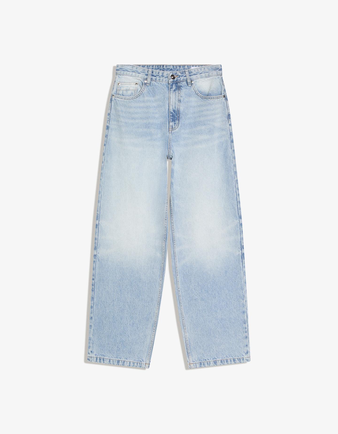 Bershka jeansy o kroju super baggy jasnoniebieski