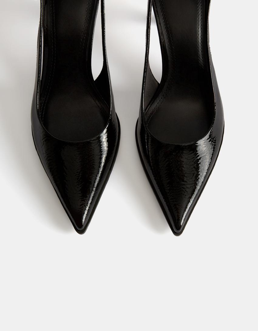 Escarpins type mules kitten heels-Noir-2