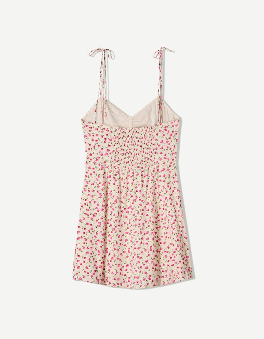Printed strappy mini dress-Multicolored
