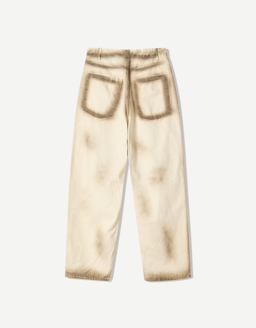 Super baggy broek met print-Beige-4