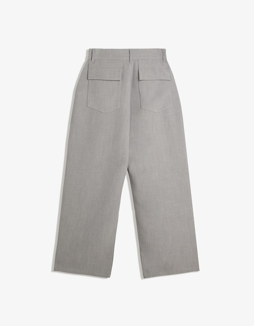 Super baggy tailored trousers-Grey-4