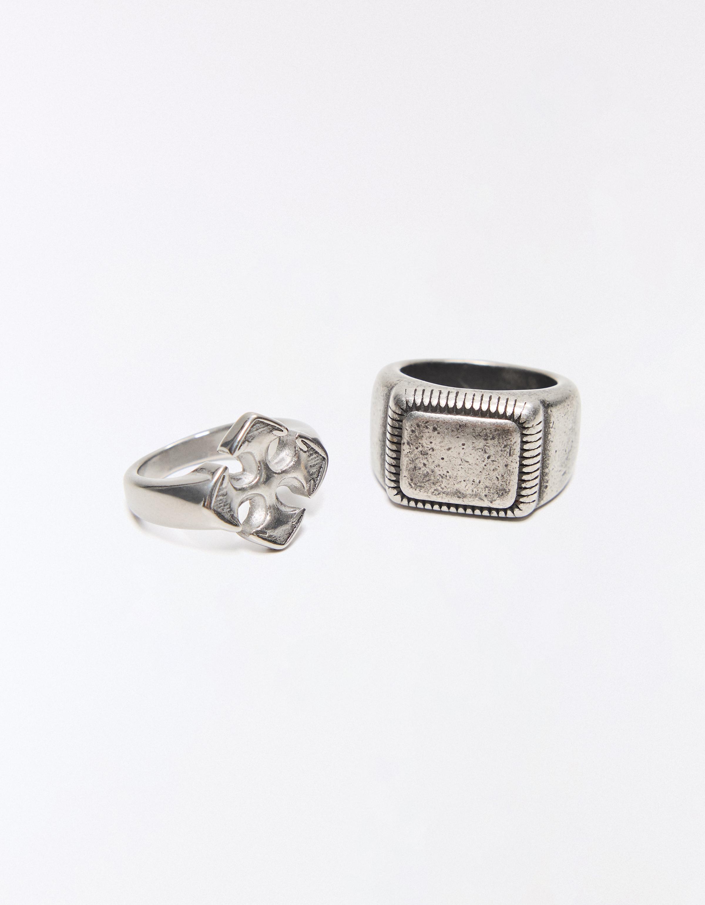 Pack of 2 steel rings — Silver