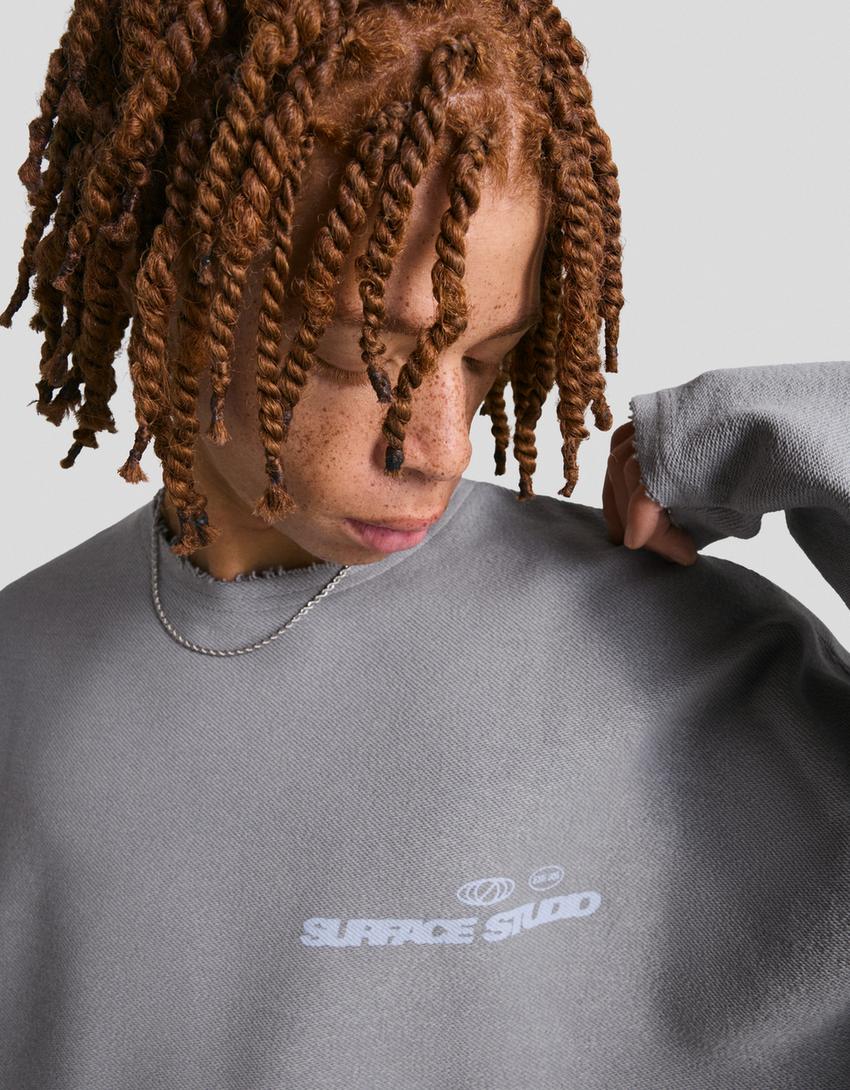 Printed sweater-Washed out blue