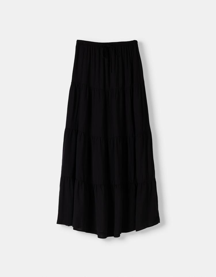 Beli lastikli midi etek