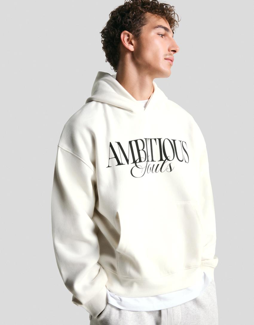 Sudadera capucha print-Blanco roto-0