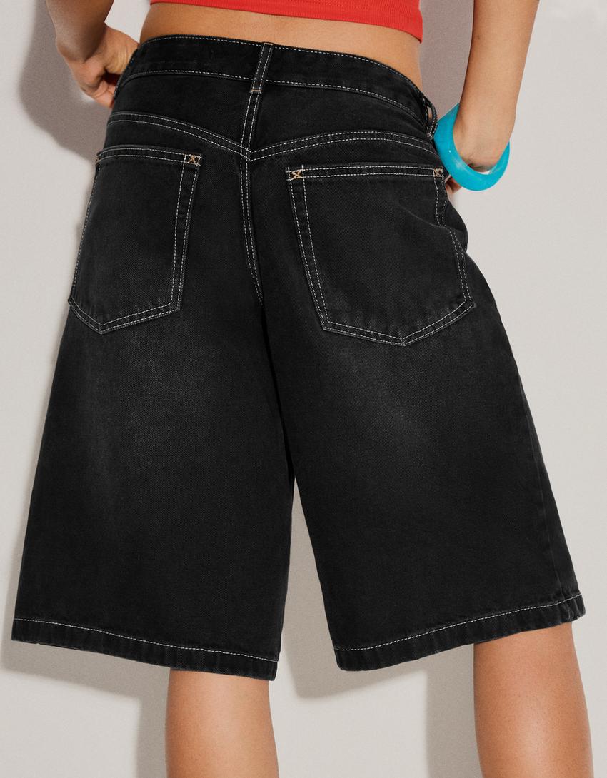 Bermuda denim baggy fit-Noir