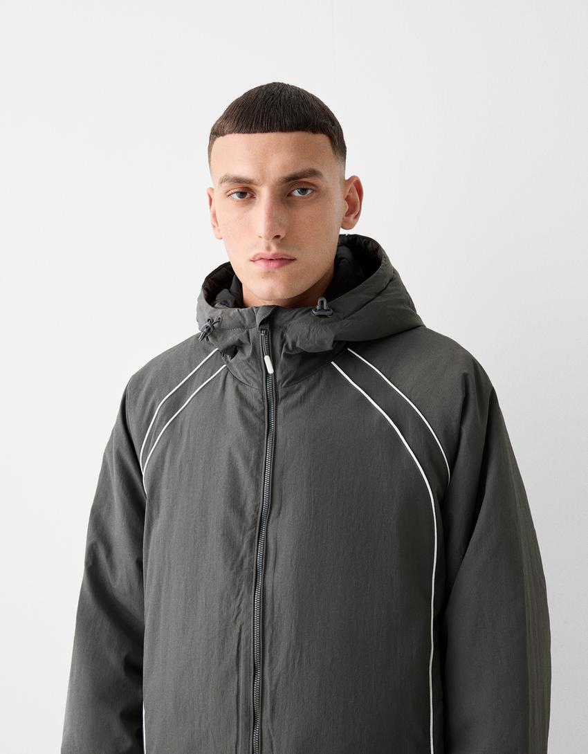 Casaco capuz técnico contraste-Cinzento-escuro-2