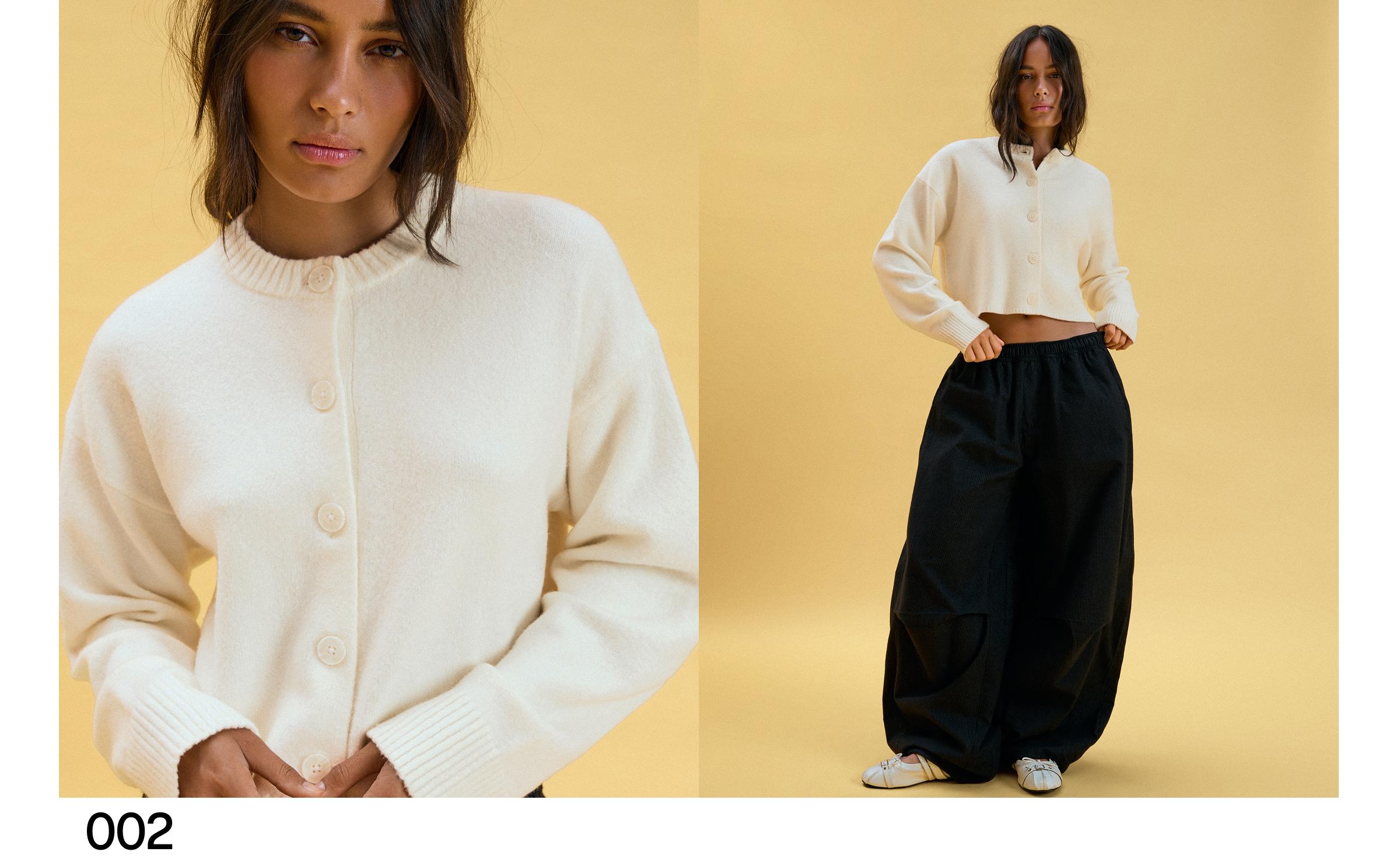 Soft touch round neck jacket — Cream