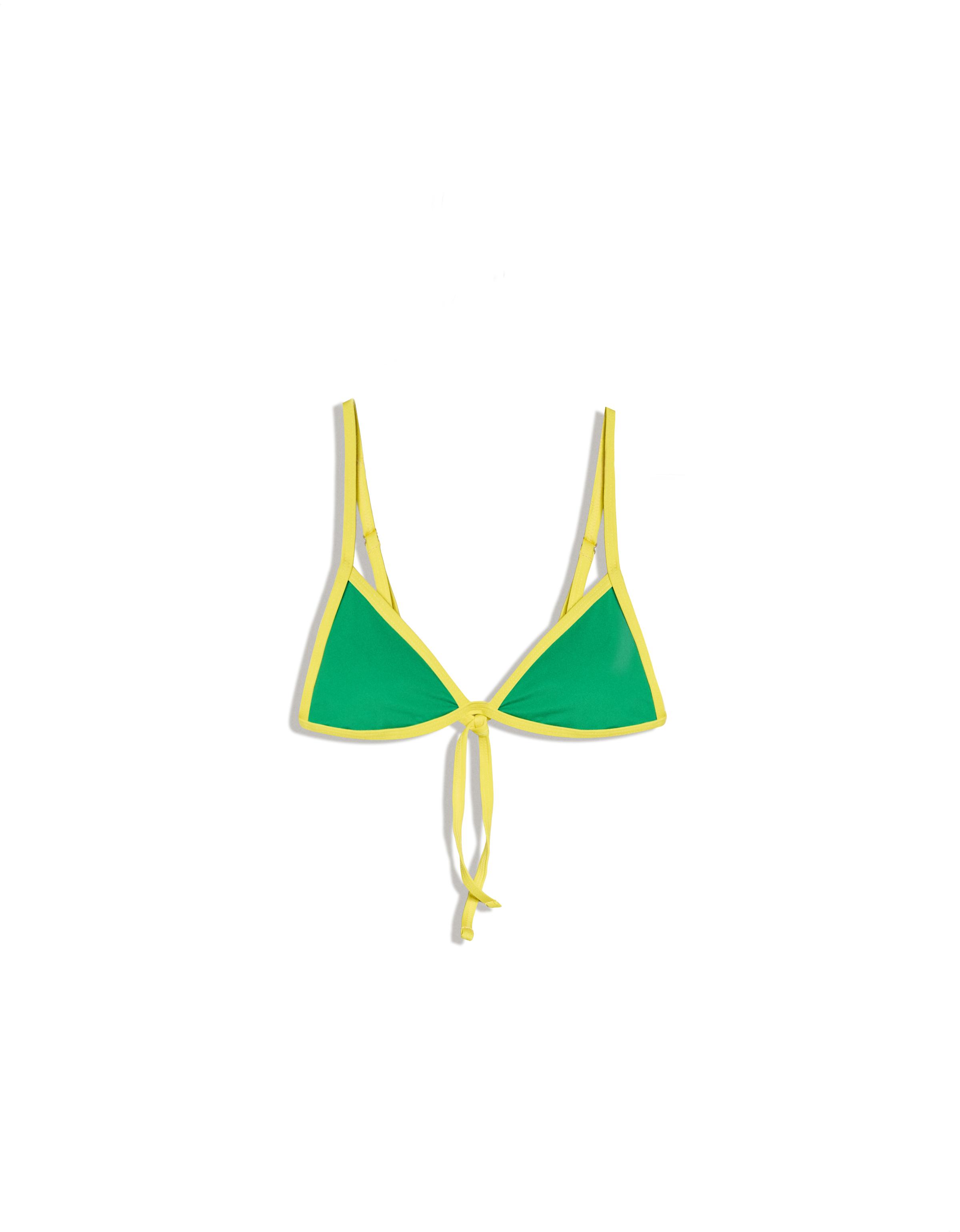 Contrast triangle bikini top — Green