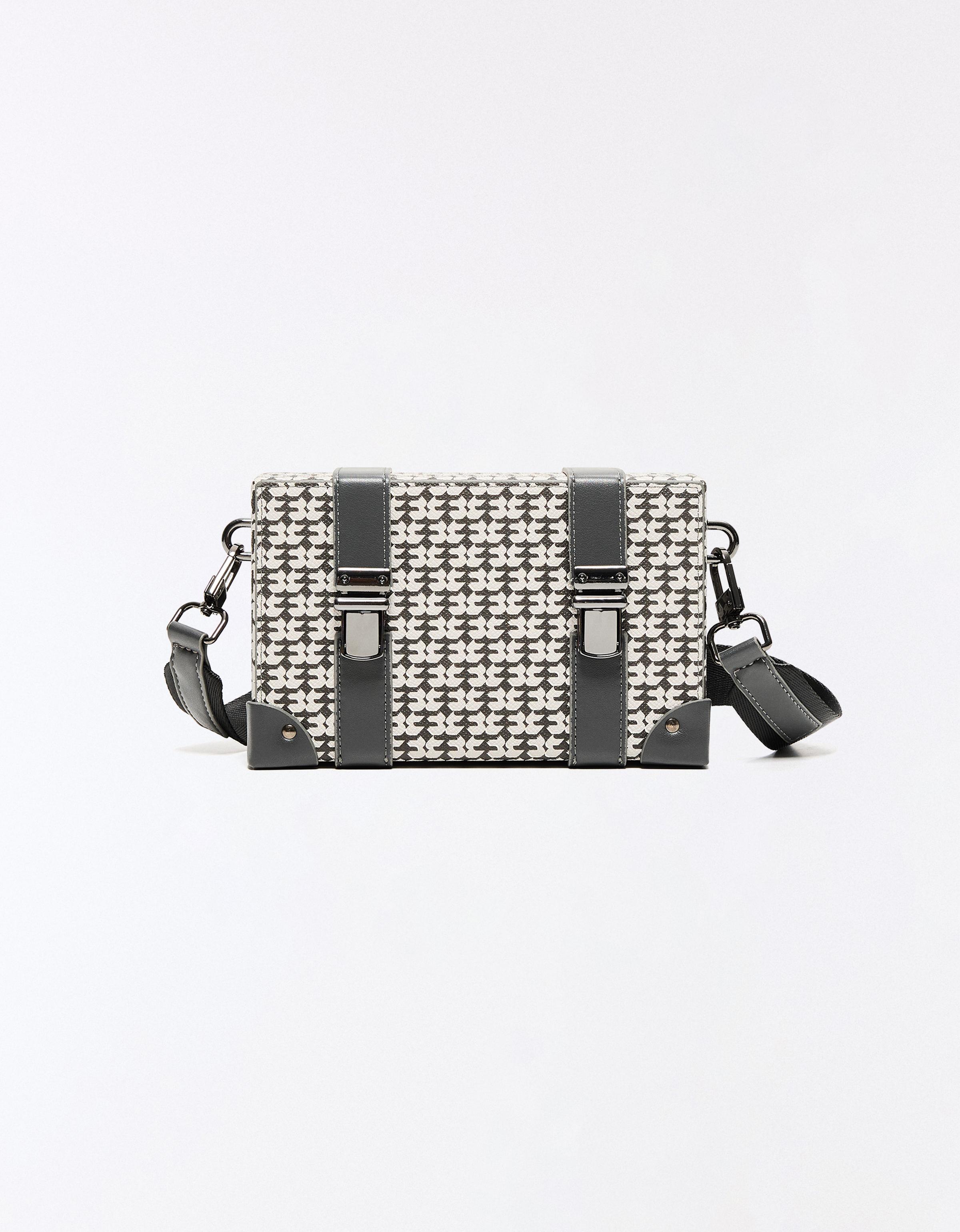 Monogram box bag with buckles — Mixed gray