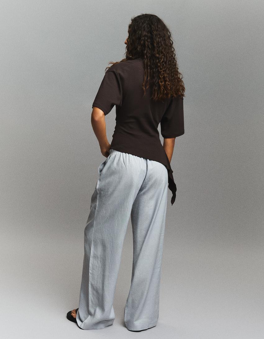 Elasticated waist trousers-Grey
