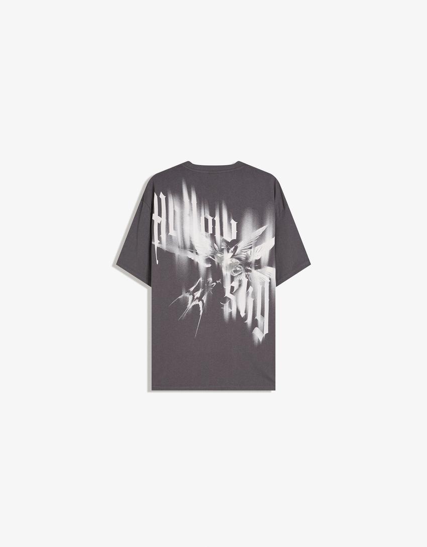 Short sleeve T-shirt with print-Grey-5