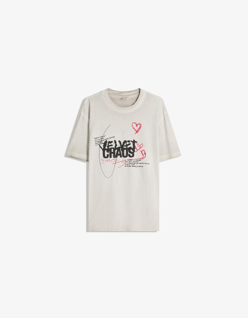 Kortärmad t-shirt med tryck-Mörkgrå
