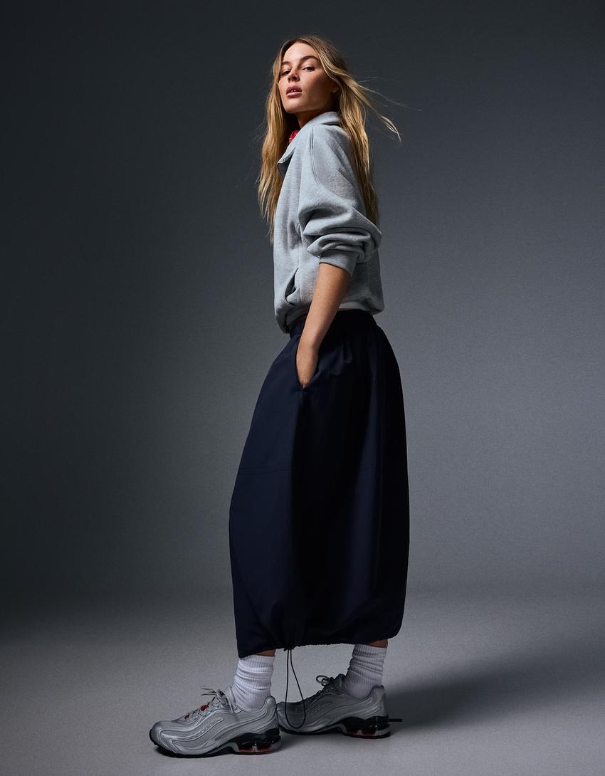 Parachute midi skirt-Navy