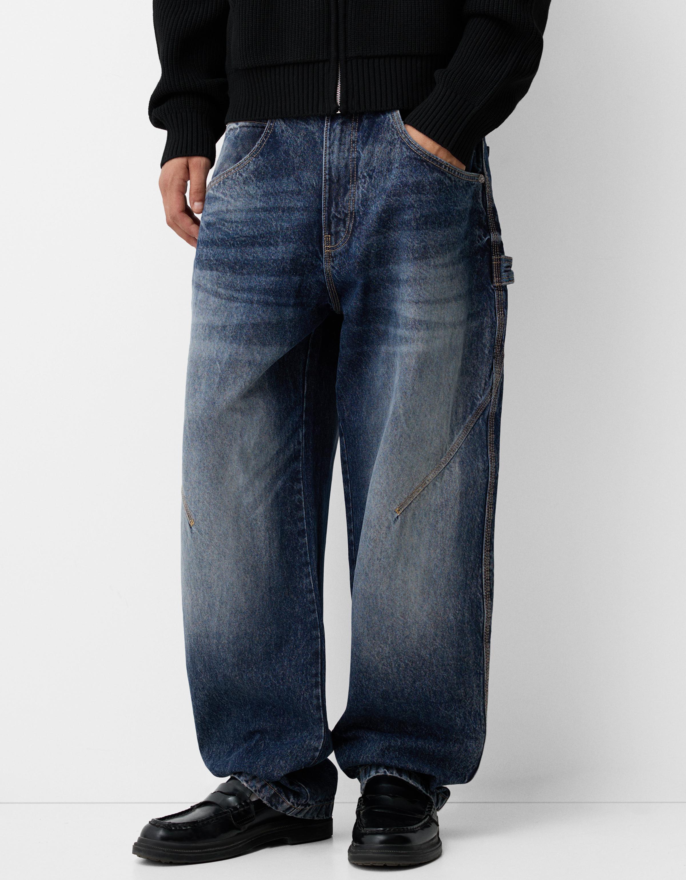 Bershka Baggy Balloon Jeans Herren 46 Dunkelblau