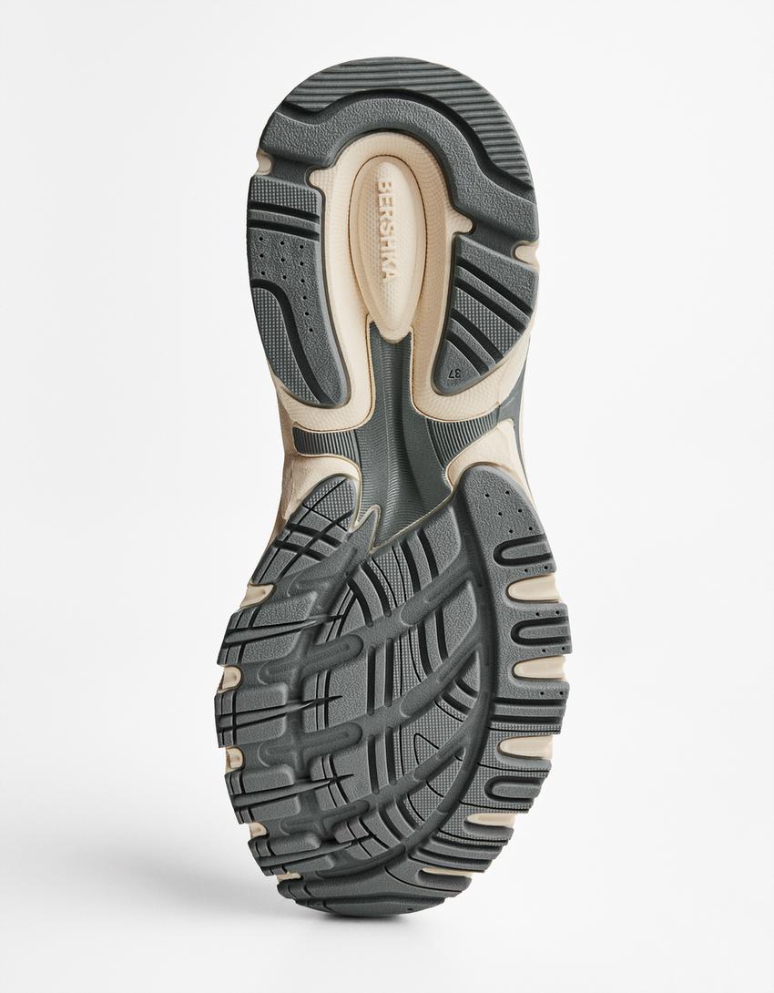 Buty sportowe z łączonych materiałów-Biały-1