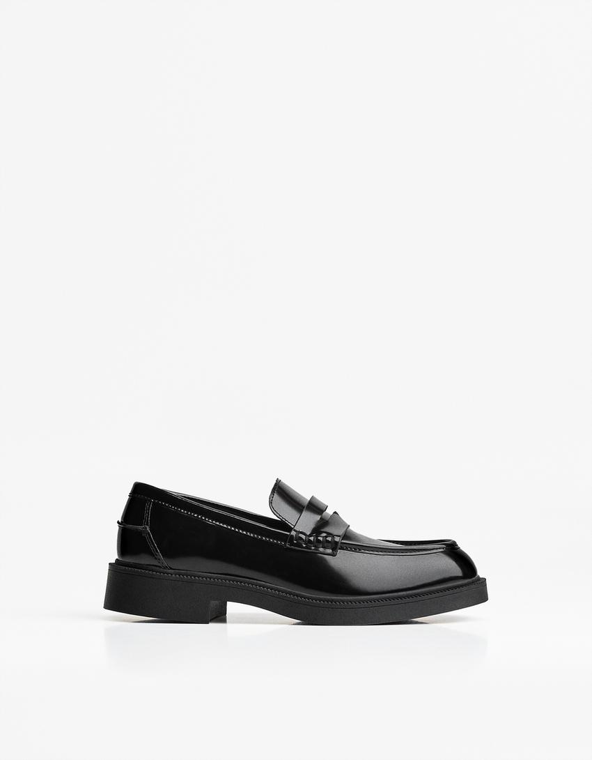 Loafers with square toe-BLACK-0