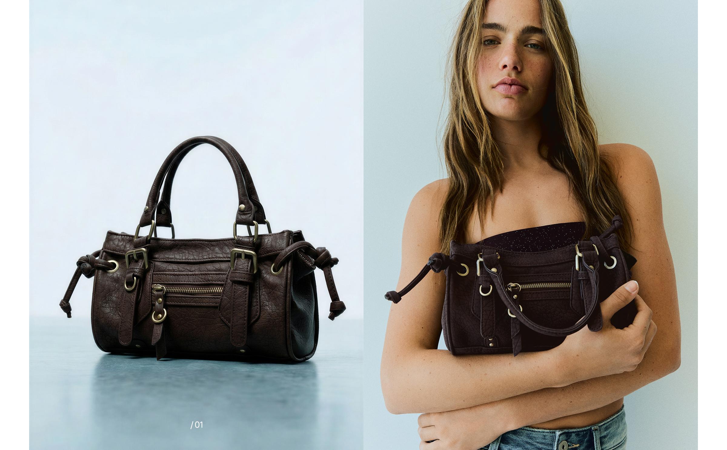 Mini buckle bag — Brown
