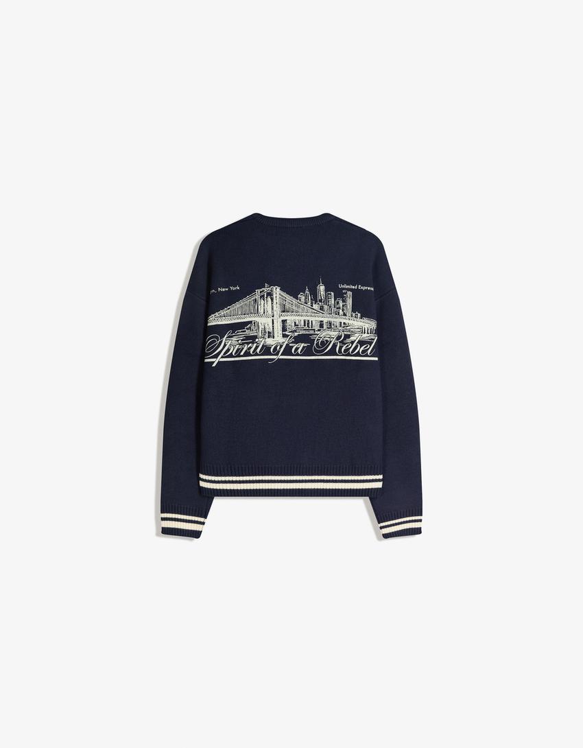 Embroidered jumper-Navy
