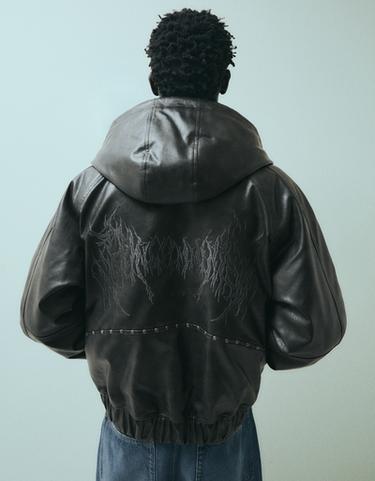 Studded faux leather jacket — Dark grey 2