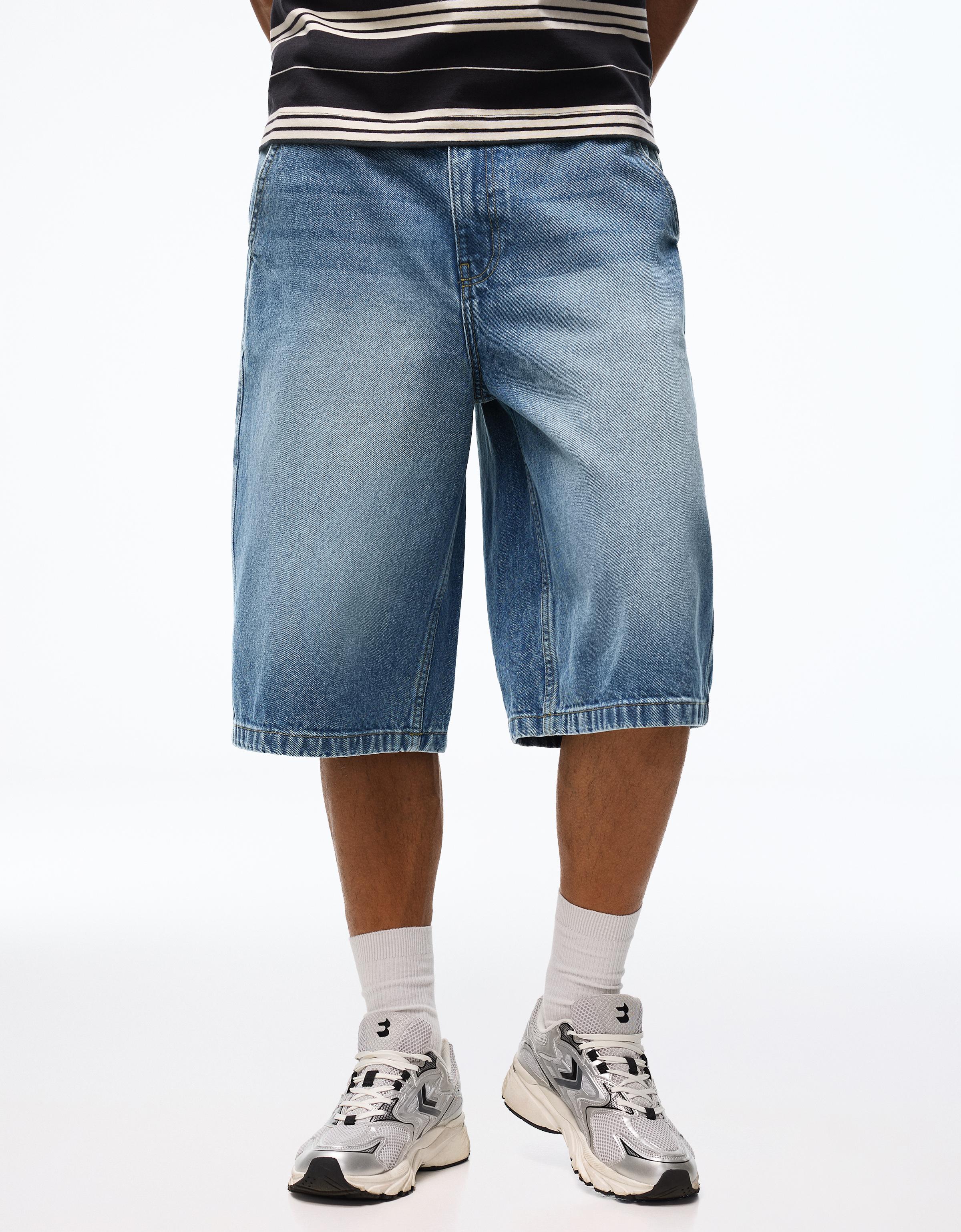 Skater denim Bermuda shorts — Light blue