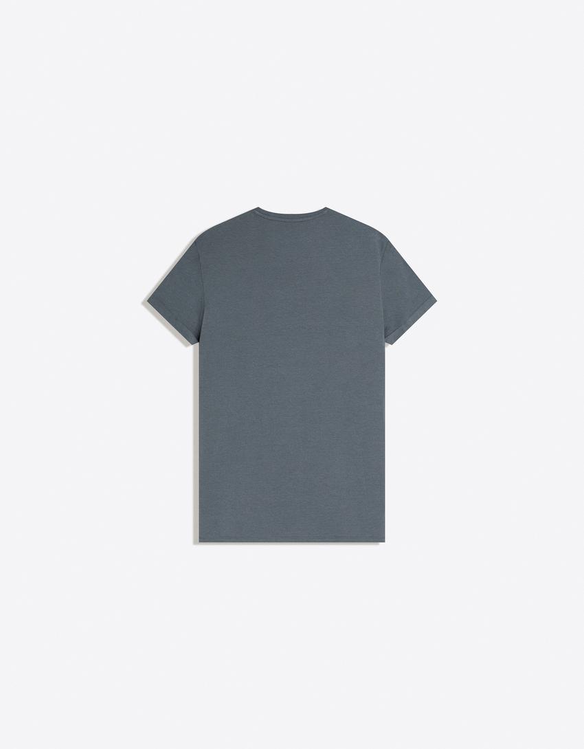 T-Shirt mit umgeschlagenen Ärmeln-Grau