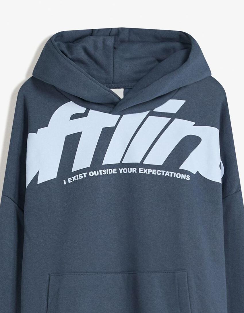 Printed hoodie-Blue-2